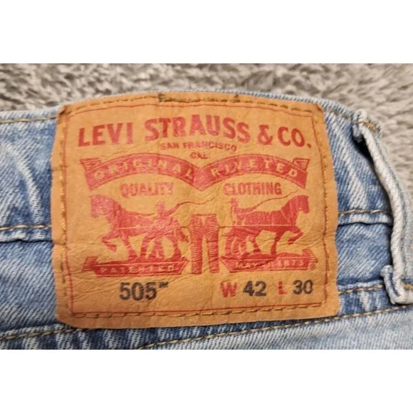 Levi Strauss Jeans 505 Mens Sz 42x30 Straight Leg Denim Blue Relaxed Fit Levi's - Picture 13 of 14